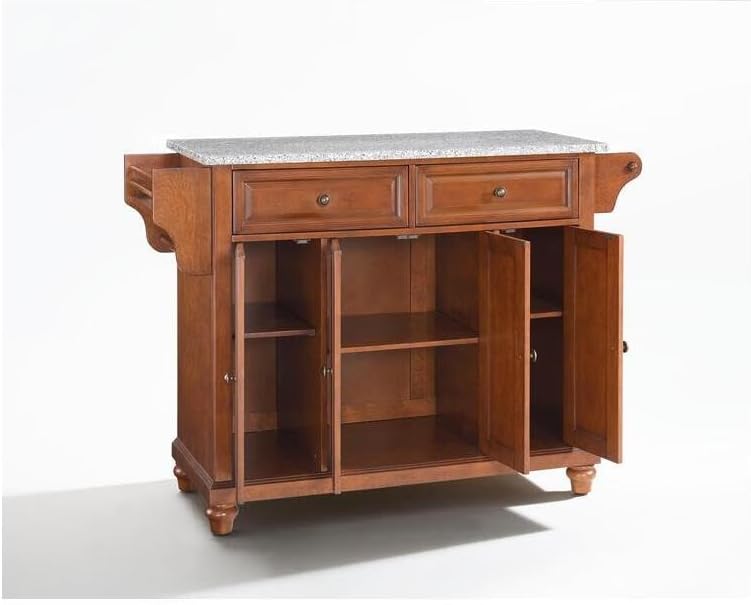 Kitchen Island with Granite Top - Full Size, Mahogany Gray Modern Cart