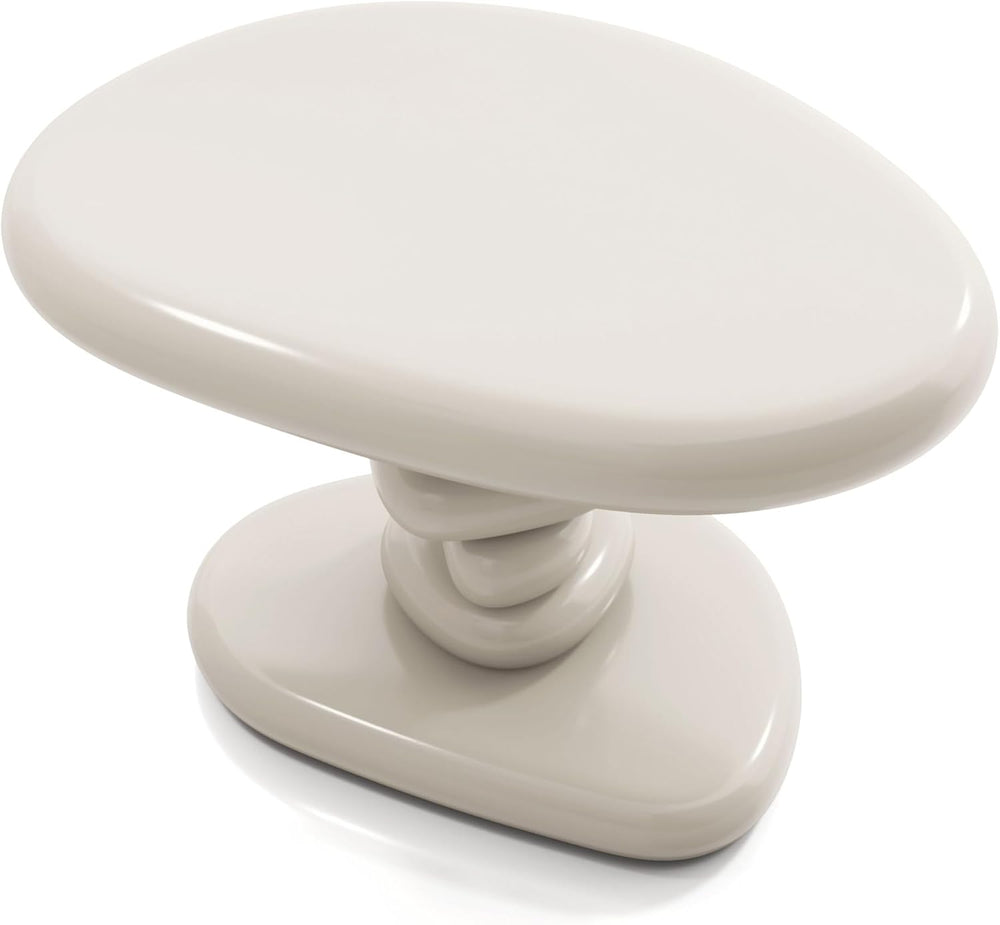 24/7 Shop at Home Kavren Modern 22-inch Oval Glossy Pedestal End Table, Stone...