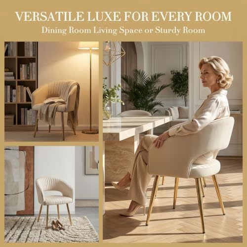 Modern Dining Chairs Set of 8, Upholstered PU Leather Gold Dining Room Chairs...