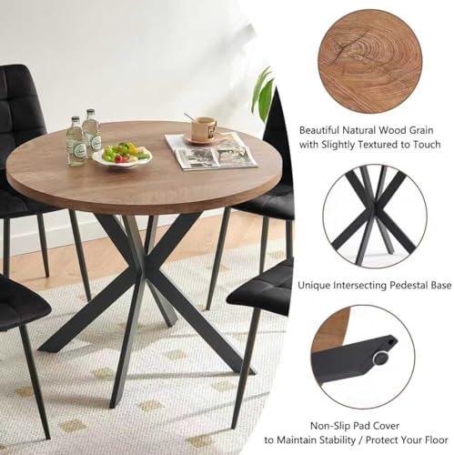 Homedot 37-Inch Round Kitchen Dining Room Table Set for 4, Modern Mid-Century...