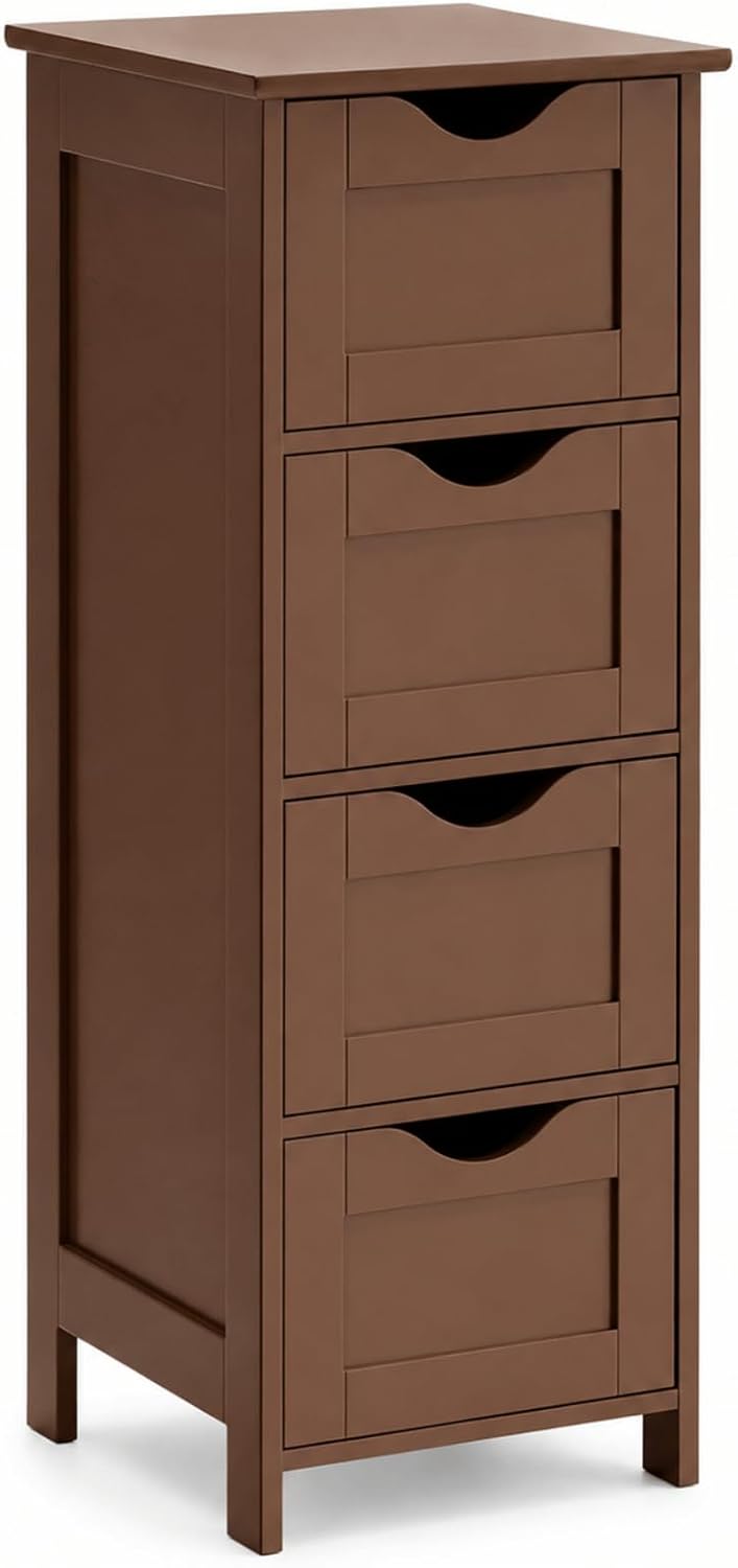 VINGLI 4-Drawer Bathroom Storage Cabinet, Slim Freestanding Floor Cabinet Org...