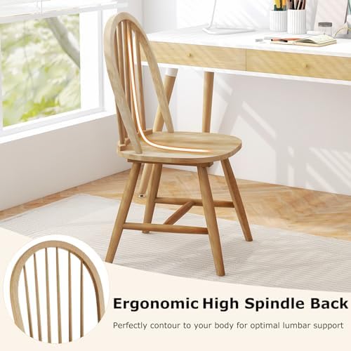 HAPPYGRILL 2 Pieces Wooden Dining Chairs Set, Vintage Armless Windsor Chairs,...