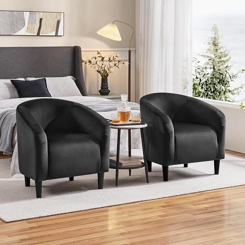 Yaheetech Compact Velvet Accent Chairs Set of 2 for Small Spaces, Black | Com...