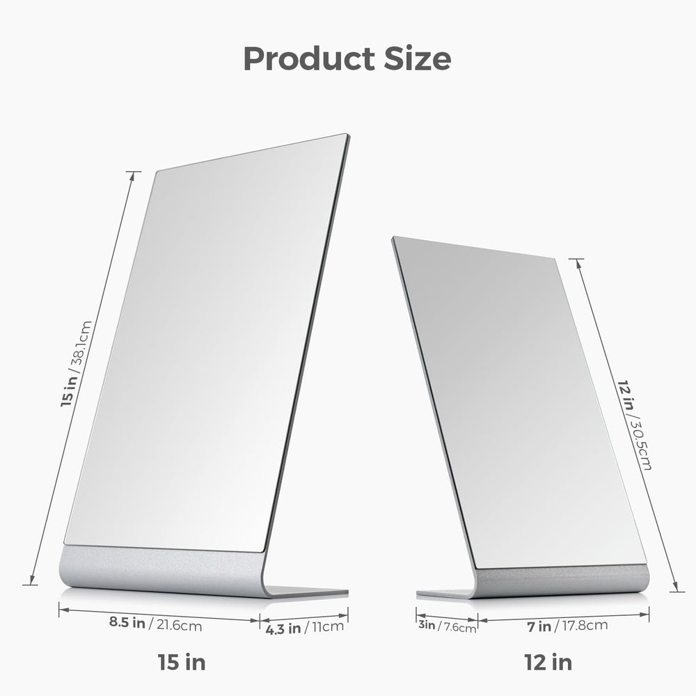 NEZZOE 15"x8" Frameless Makeup Mirror, Minimalist Free Standing Des...