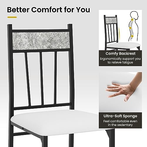 Tangkula Dining Table Set for 4, Kitchen Table and Chairs Set with Metal Fram...