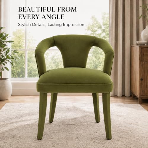 Hyfirm Olive-Green Velvet Dining Chairs Set of 4, Modern Upholstered Solid Wo...