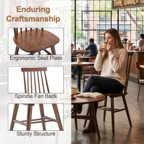 DUHOME Walnut Wooden Dining Chairs Set of 4