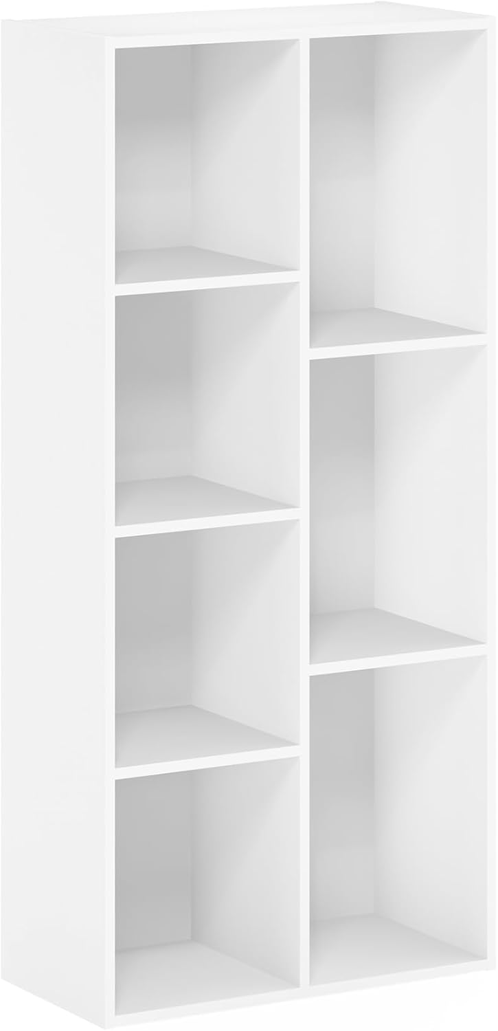 Furinno LUDER Book Shelf, 7-Cube Bookshelf, Bookcase with Open Shelves, 9.4 x...