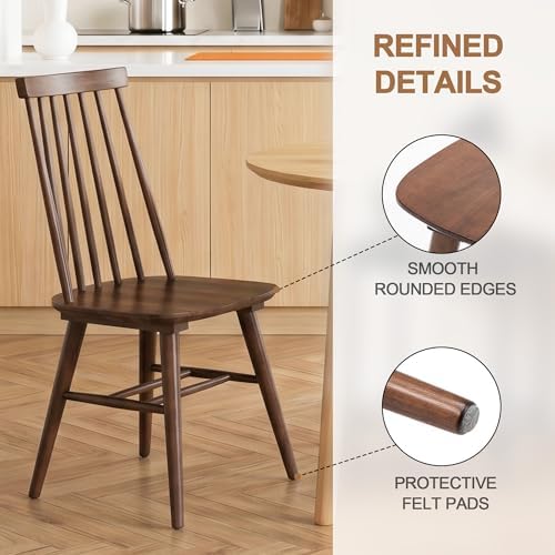 DUHOME Walnut Wooden Dining Chairs Set of 4