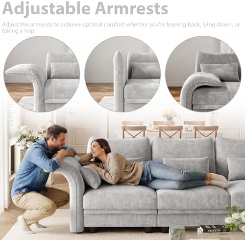 LLappuil 179" Oversized Modular Sectional Sofa with Storage Seat 12 Piec...