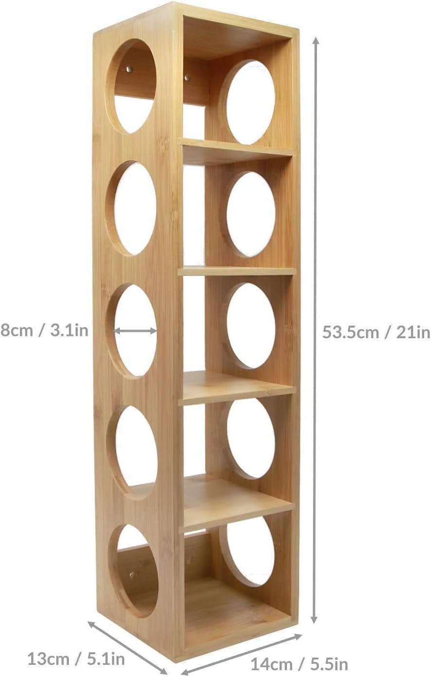 HYGRAD BUILT TO SURVIVE Stackable Bamboo Wall Mounted Wine Rack Stand, 5 Bott...