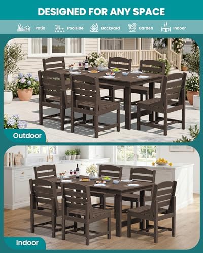 SERWALL Armless Outdoor Dining Set, Patio Dining Set for 6, Coffee