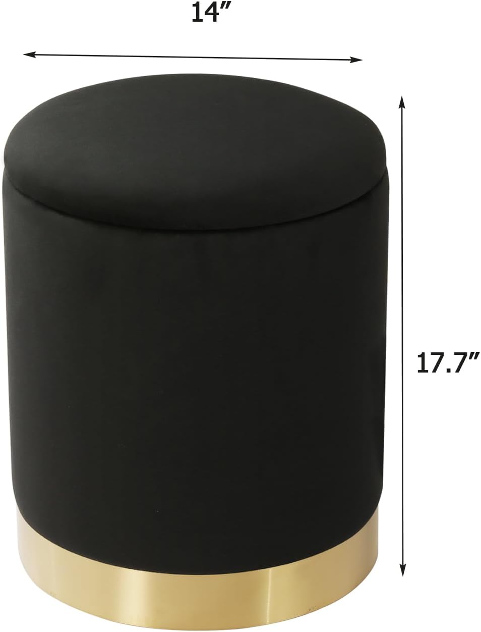 Joveco Round Velvet Storage Ottoman with Reversible Lid Tray & Gold Metal...