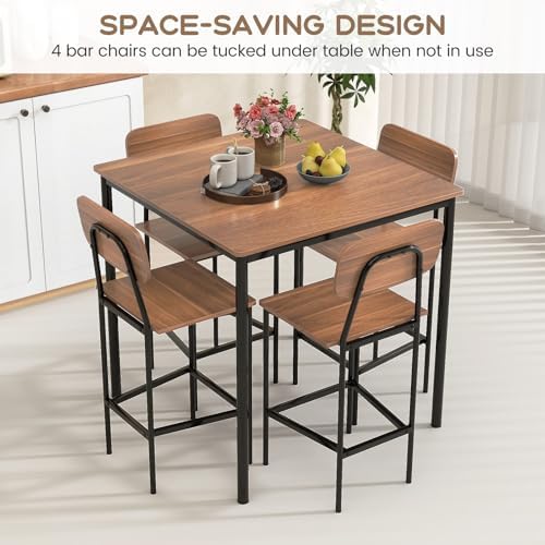 GIANTEX 5-Piece Dining Table Set W/Counter Height Table & 4 Bar Stools, I...