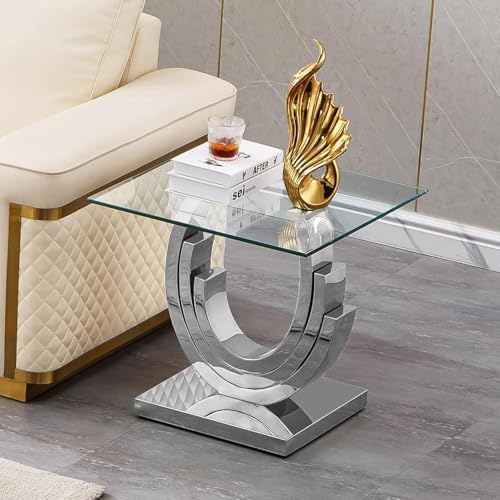 3 Piece Living Room Table Set, Rectangle Tempered Glass Coffee Table, End Tab...
