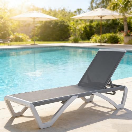 Kozyard Outdoor Chaise Lounge Chair, Full Flat Adjustable Patio Lounger with ...