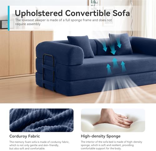 79" Convertible Sofa Bed, Couch for Small Living Room | Corduroy Lovesea...