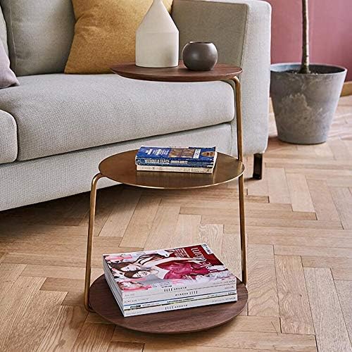Telephone Table, End Table,Black Walnut Stainless Steel Titanium-Plated Side ...