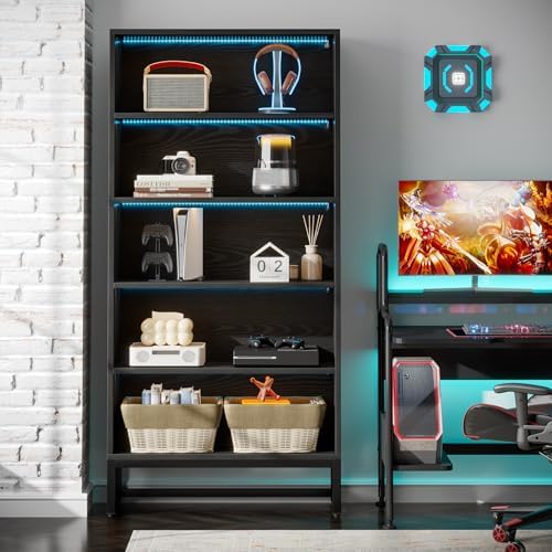 Tribesigns Tall Bookcase Black Bookshelf, 70.8” Large Bookcases Organizer wit...