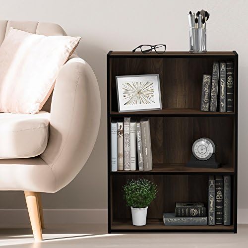 Furinno PASIR Book Shelf, 3-Tier Bookshelf, Storage Shelves Bookcase, 9.7 x 2...