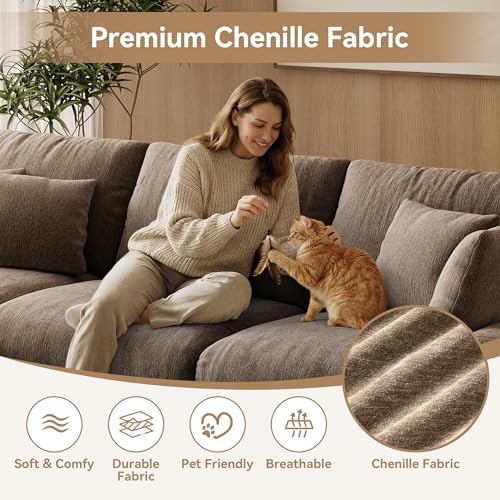 WorthFurni 110” Cloud Sectional Couches for Living Room, Modular Sectional So...