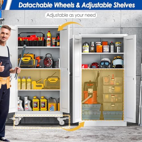 GAIOUS Metal Garage Storage Cabinet with Lock, 61” Tall Lockable File Cabinet...