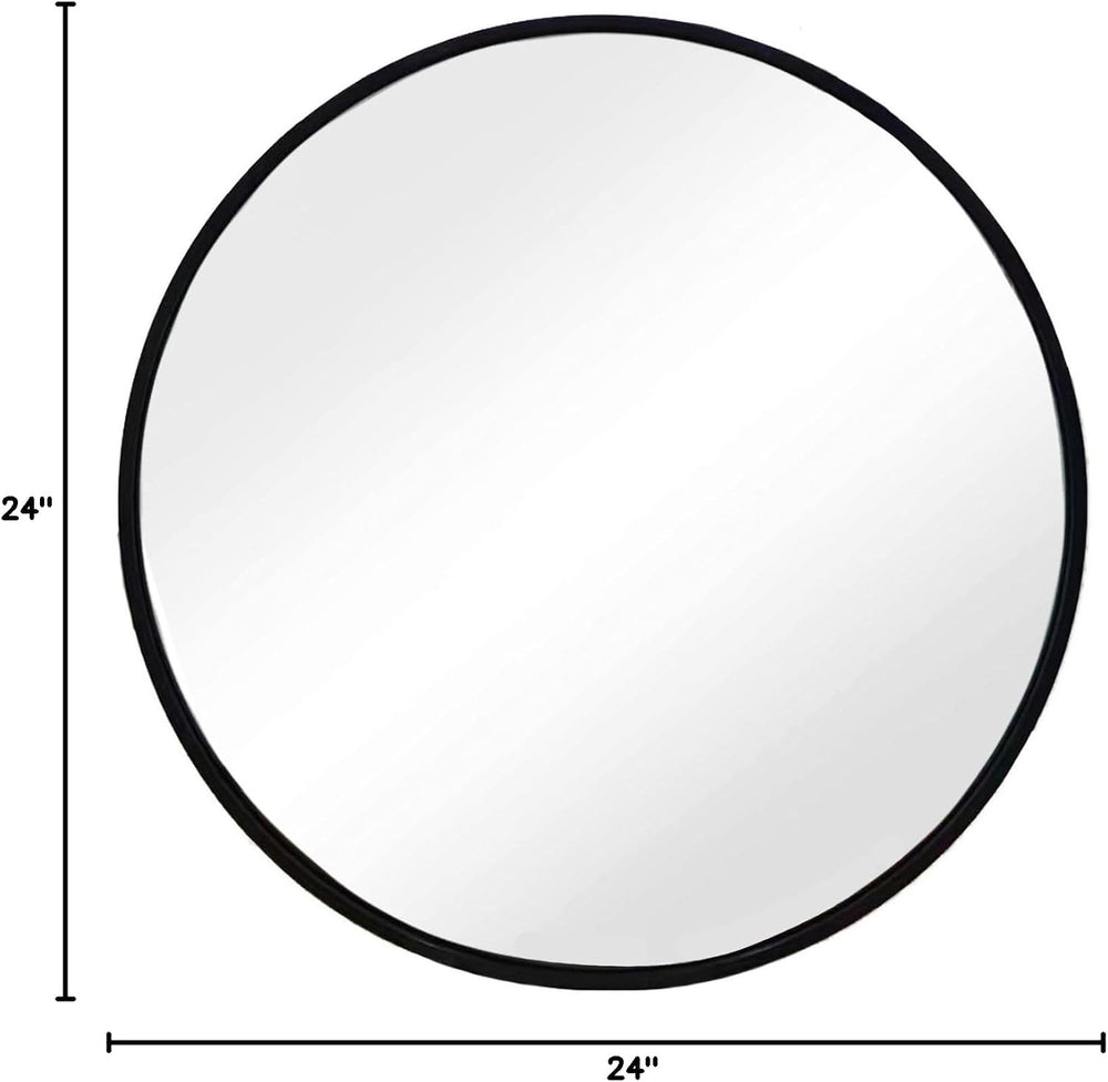 Sunniry Black Round Mirror, Round Mirror 24 inch, Matte Black Metal Frame