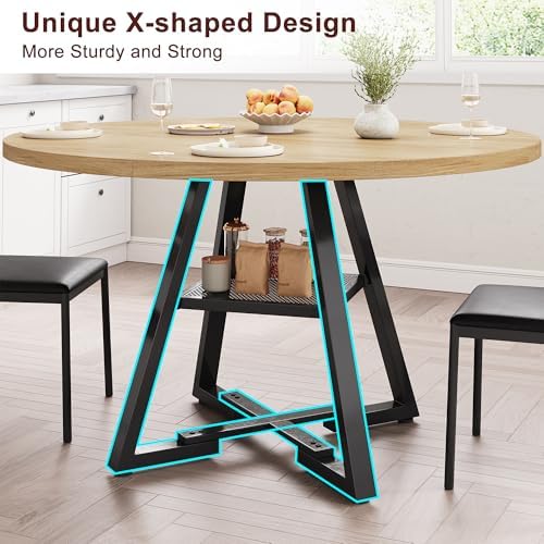 Jocoevol 51'' Round Dining Table for 6,Kitchen Dining Room Circle Din...
