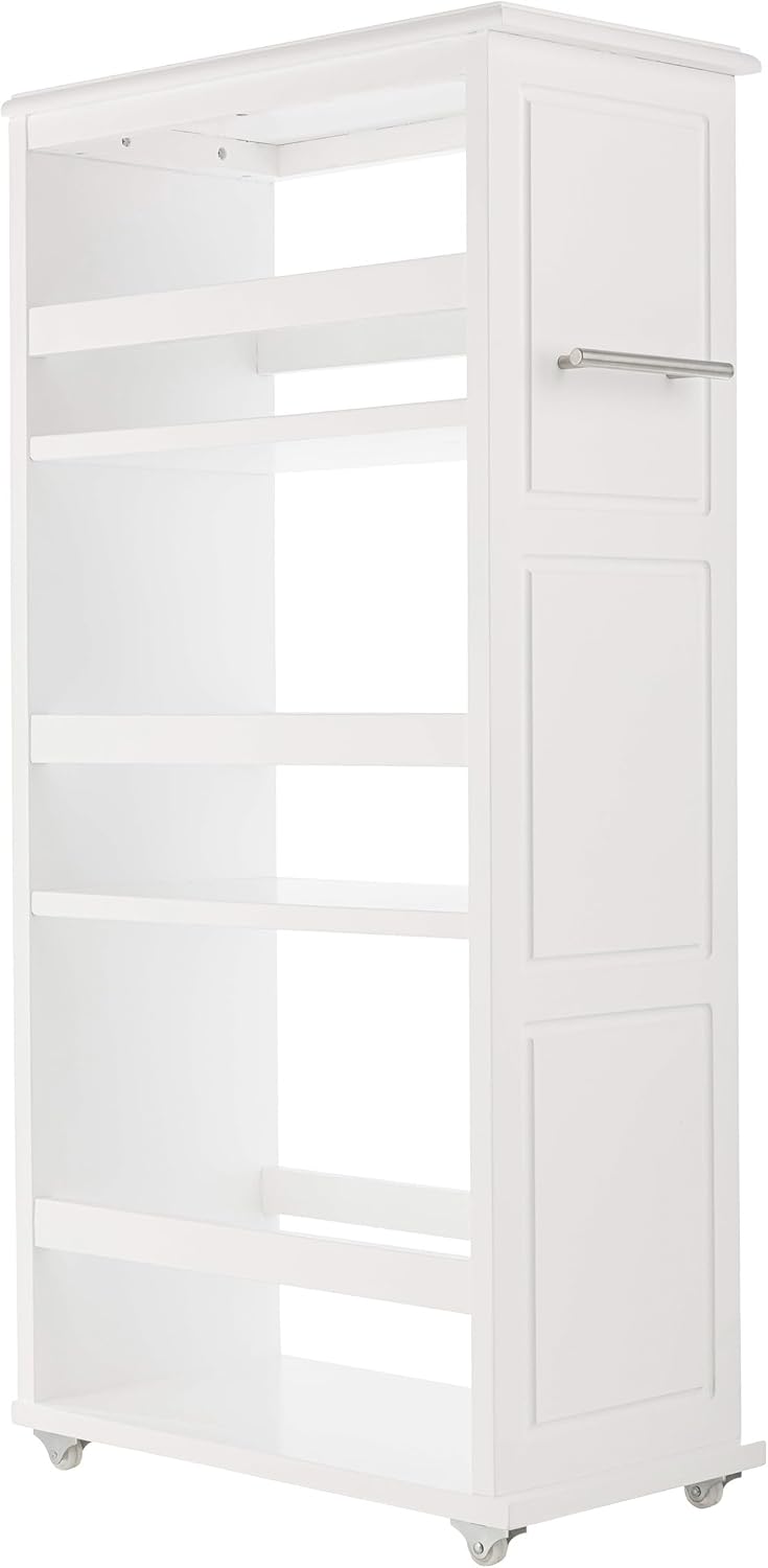 Lavish Home 3 Tier Slim Utility Rolling Storage Cart, White, 16.7”W x 9”D | N...