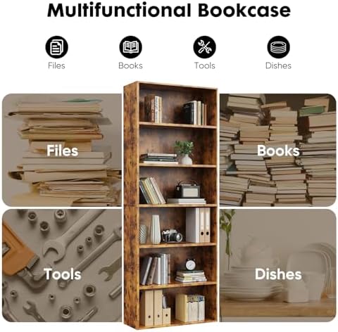 Sweetcrispy Tall Bookshelf, Book Shelf, Storage Organizer Book Shelf