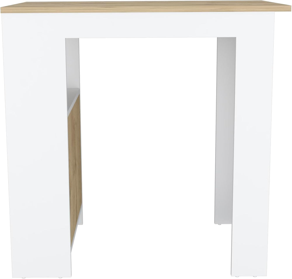 Kitchen Island with 1-Door Cabinet and Side Shelves | Push-to-open cabinet wi...