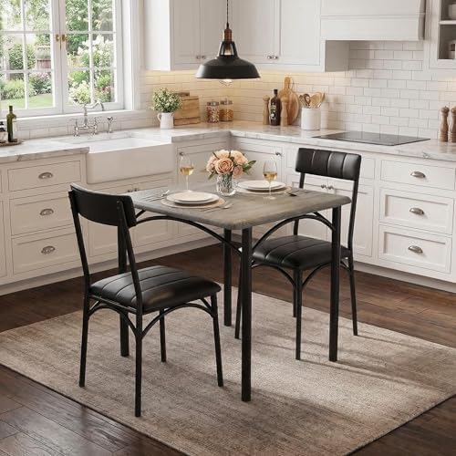 GAOMON Dining Table Set for 2, Kitchen Table and Chairs for 2 with Upholstere...