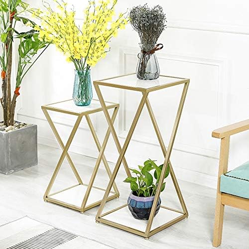Telephone Table, Sofa Side Table Living Room 2 Tier Square Marble Display Sta...