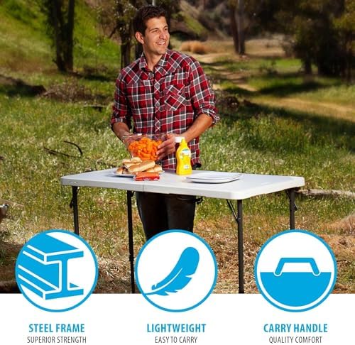 LIFETIME Fold-in-Half Adjustable Folding Table, 4-Foot