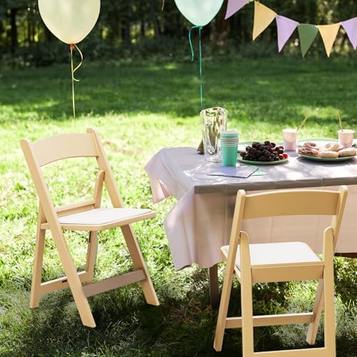 VINGLI Resin Folding Chairs with Cushion, Foldable Plastic Chair with Comfort...