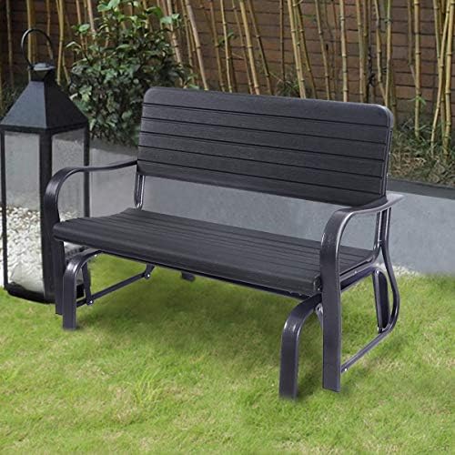 HAPPYGRILL Outdoor Swing Glider Bench, Patio Loveseat Chair with Steel Frame,...