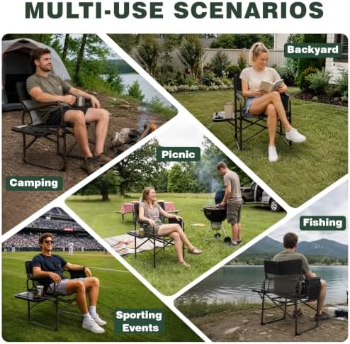 SUNNYFEEL Directors Chair Foldable with Side Table, Heavy Duty Camping & ...