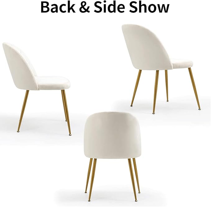 Velvet Dining Chairs Set of 2, Upholstered Mid Century Modern Dining Chairs, ...
