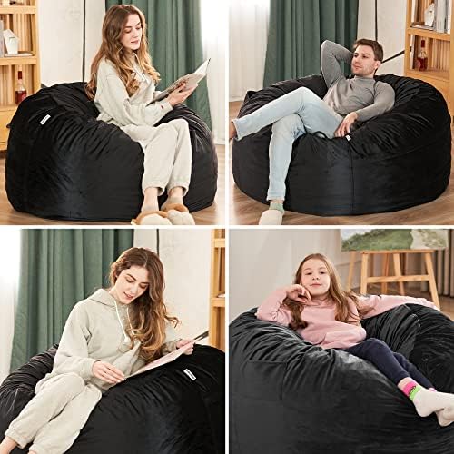 HABUTWAY Bean Bag Chair 3Ft Luxurious Velvet Ultra Soft Fur with High Rebound...