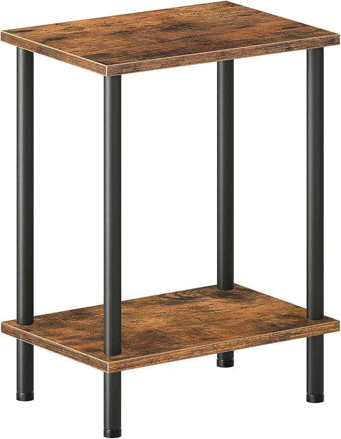 SUYU 2-Tier End Table, Small Side Table, for Couch, Sofa Table with Metal Fra...