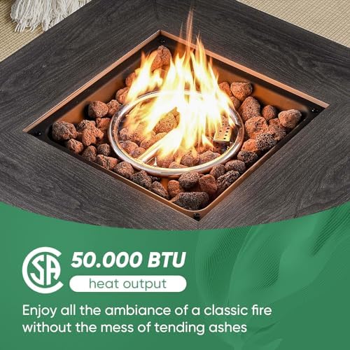 Belord Patio Furniture Set with Fire Pit Table,8 Piece Wicker Outdoor Furnitu...
