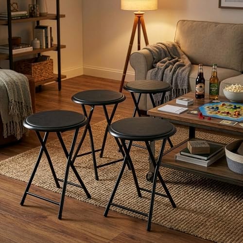 Folding Stool - Portable Backless 18” Stool with 225lb Capacity Set of 4