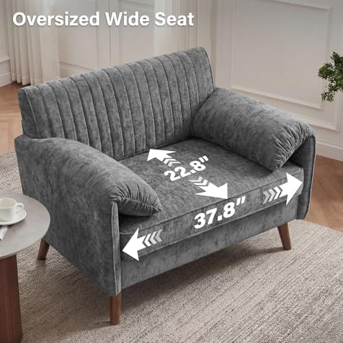 Modern Oversized Accent Reading Chair for Living Room, 43", Chenille, Gray