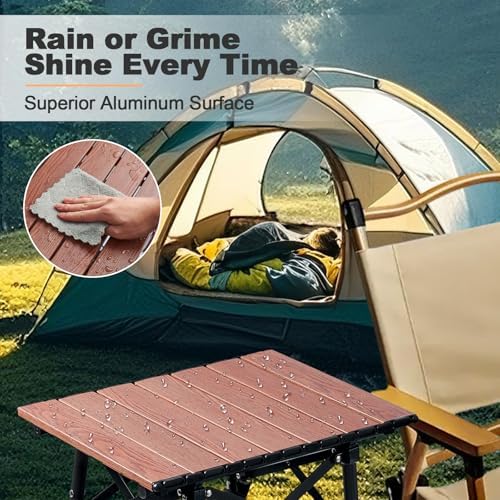 Odoland Portable Camping Table, Folding for Beach Outdoor Adjustable Height