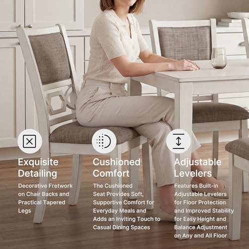 Signature Design by Ashley 6-Piece Dining Set with Bench, Antique White