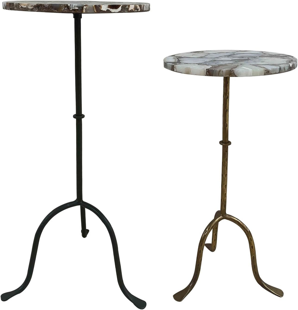 East at Main Agate Stone Cocktail and Martini Tables Set of 2 – Handcrafted A...