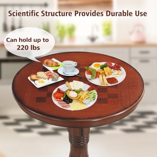 GIANTEX Round Dining Table, 30" D X 41.5" H, Wooden Pub Pedestal Si...