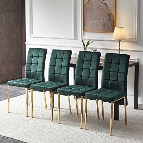 NORDICANA Upholstered Velvet Dining Chairs Classic Kitchen High Back Chairs S...