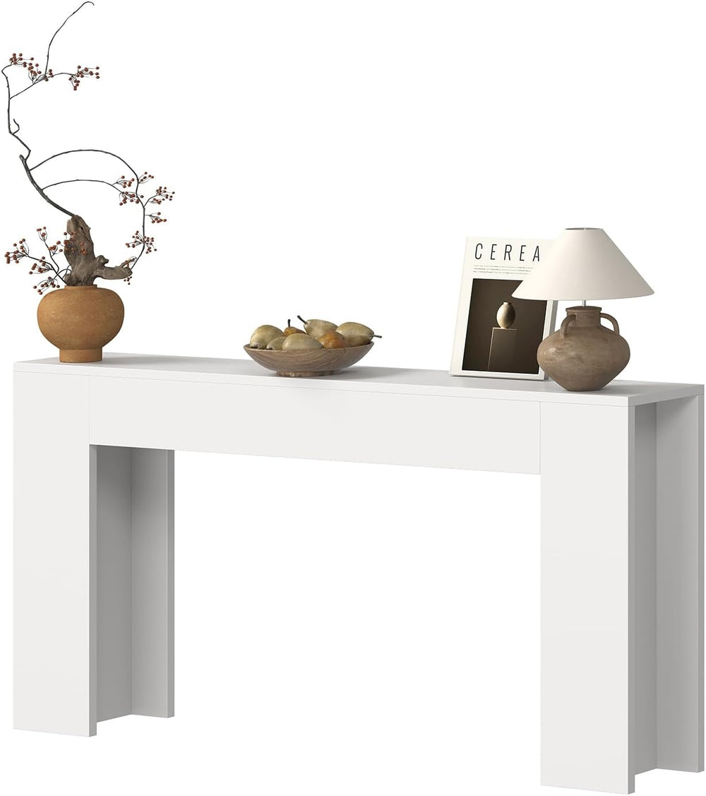 knoworld 63-Inch Long Console Table with LED Light, Farmhouse Sofa Table Behi...