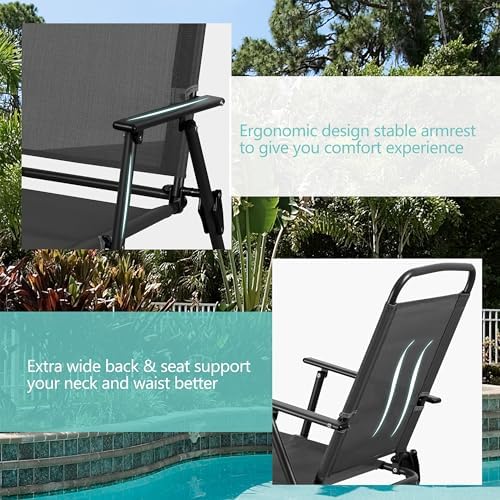 Vongrasig 6 Piece Folding Patio Dining Set,Small Metal Outdoor Garden Patio T...